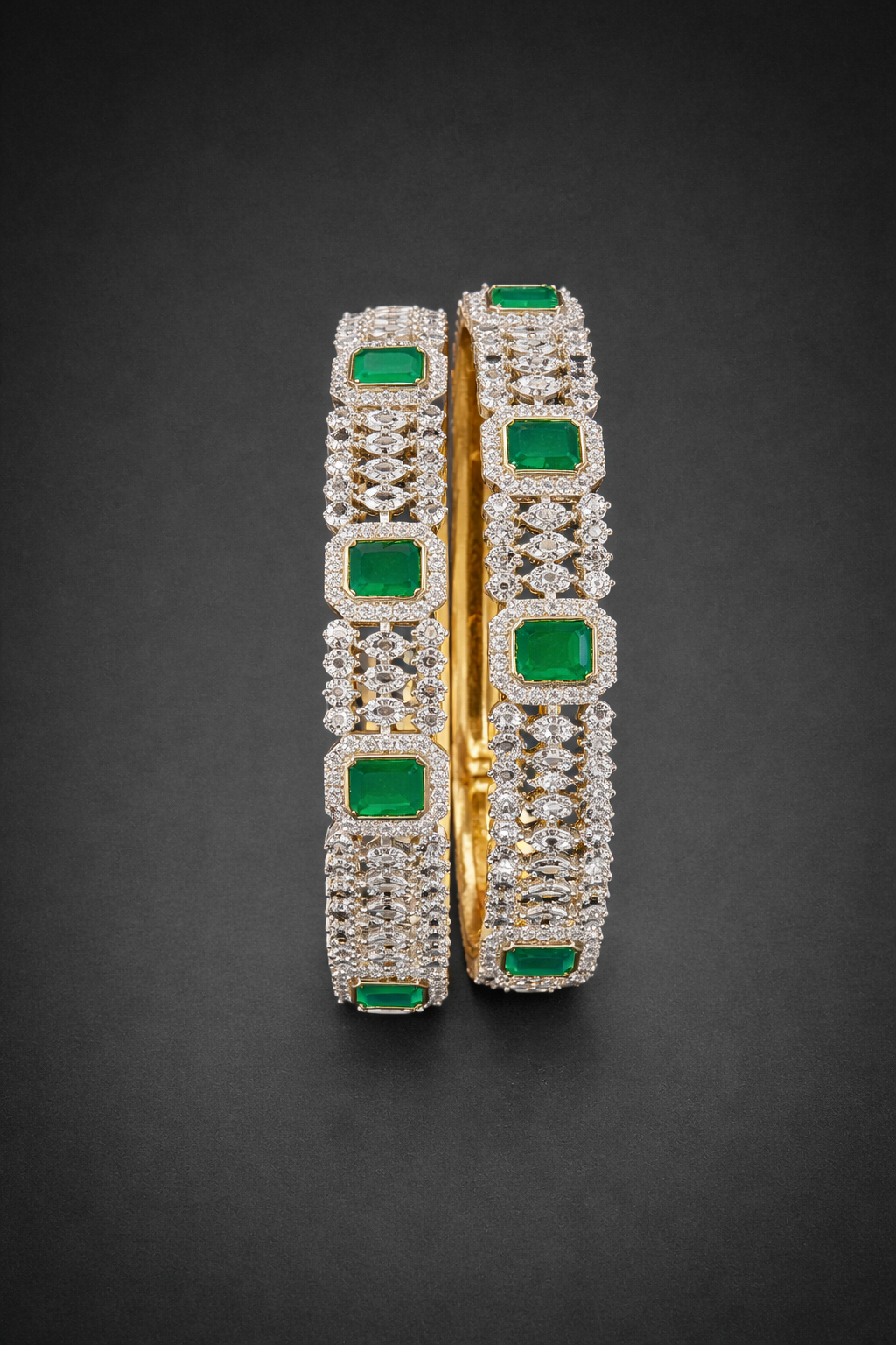 Emerald Green AD Premium Designer Bangles