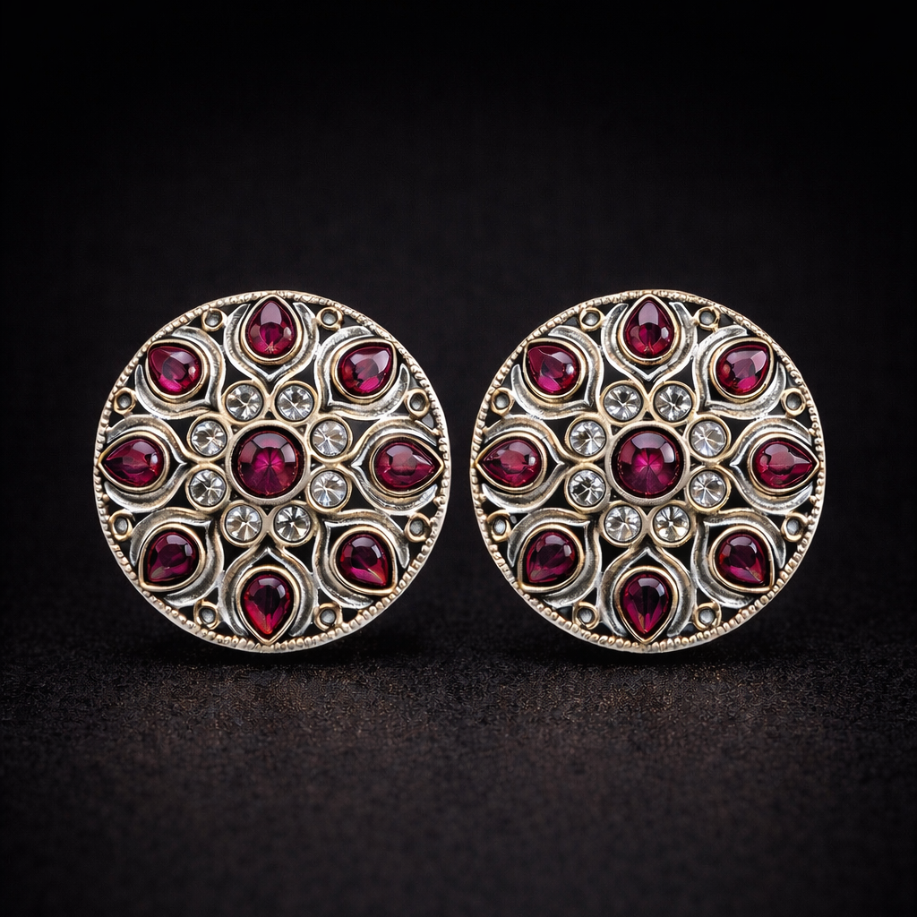Heritage Ruby Medallion Studs