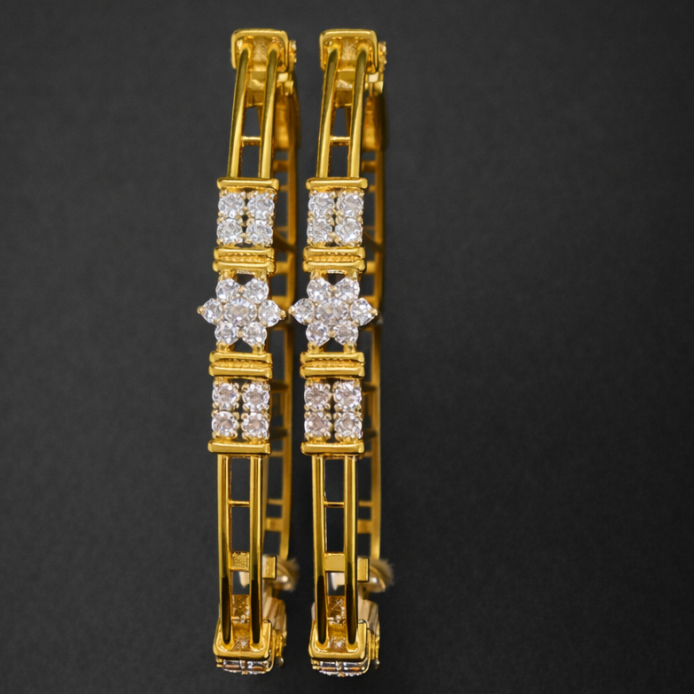 Floral Accent Golden Designer Bangles