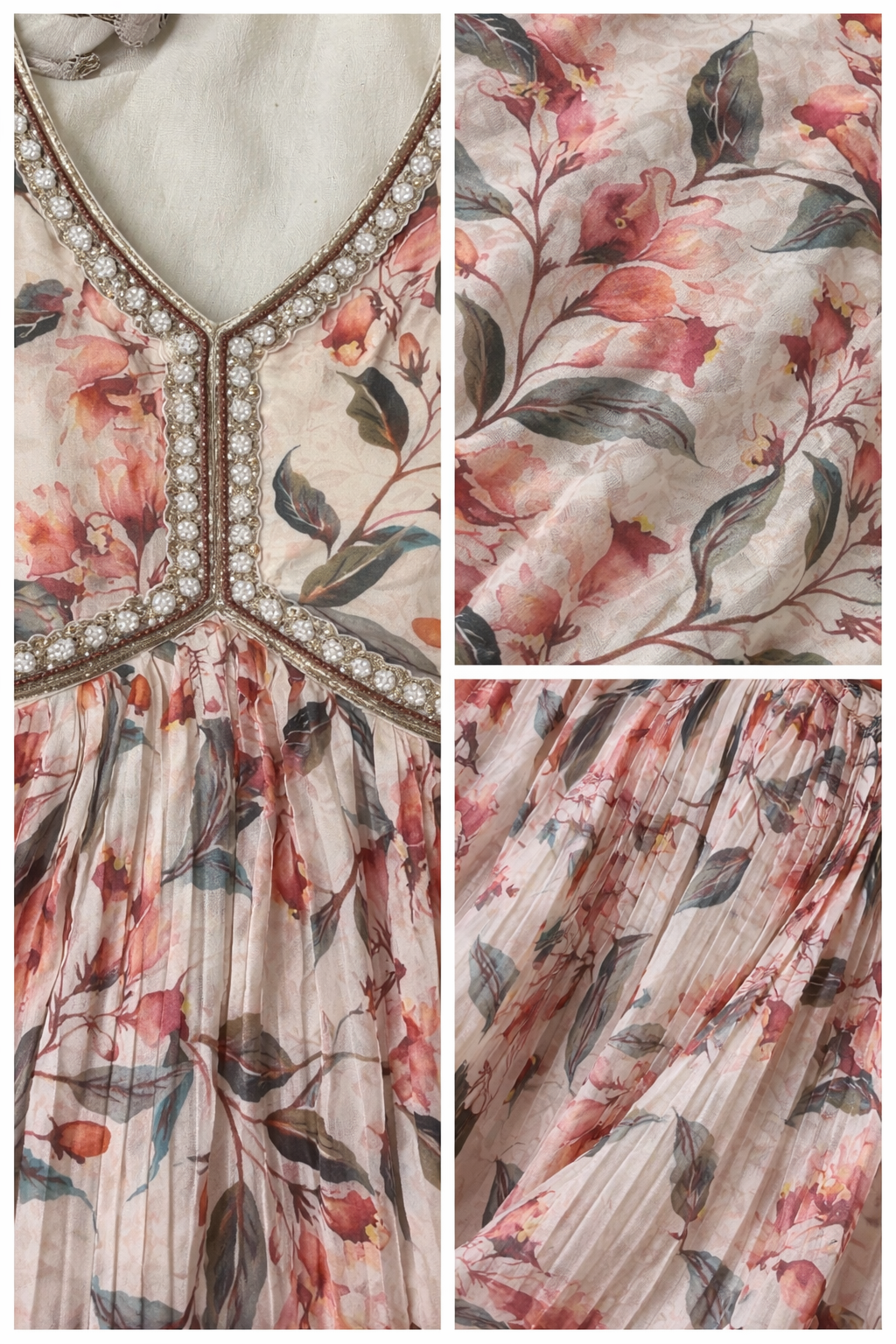 Elegant Floral Printed Anarkali Dress