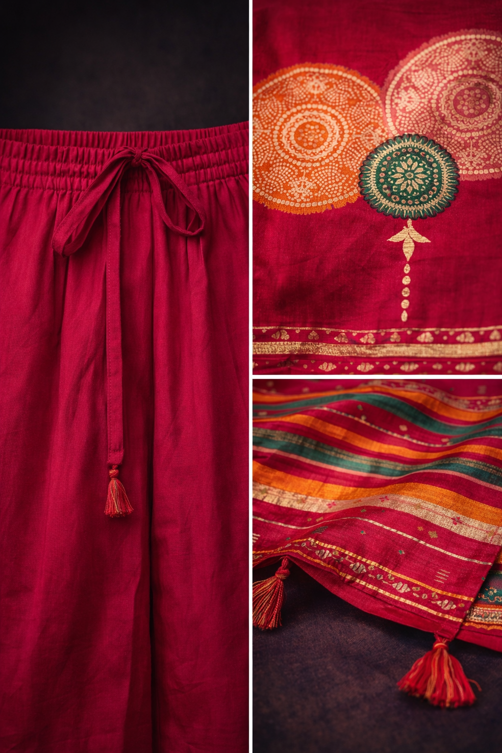 Rani Pink Festive Silk Kurti Set with Designer Dupatta