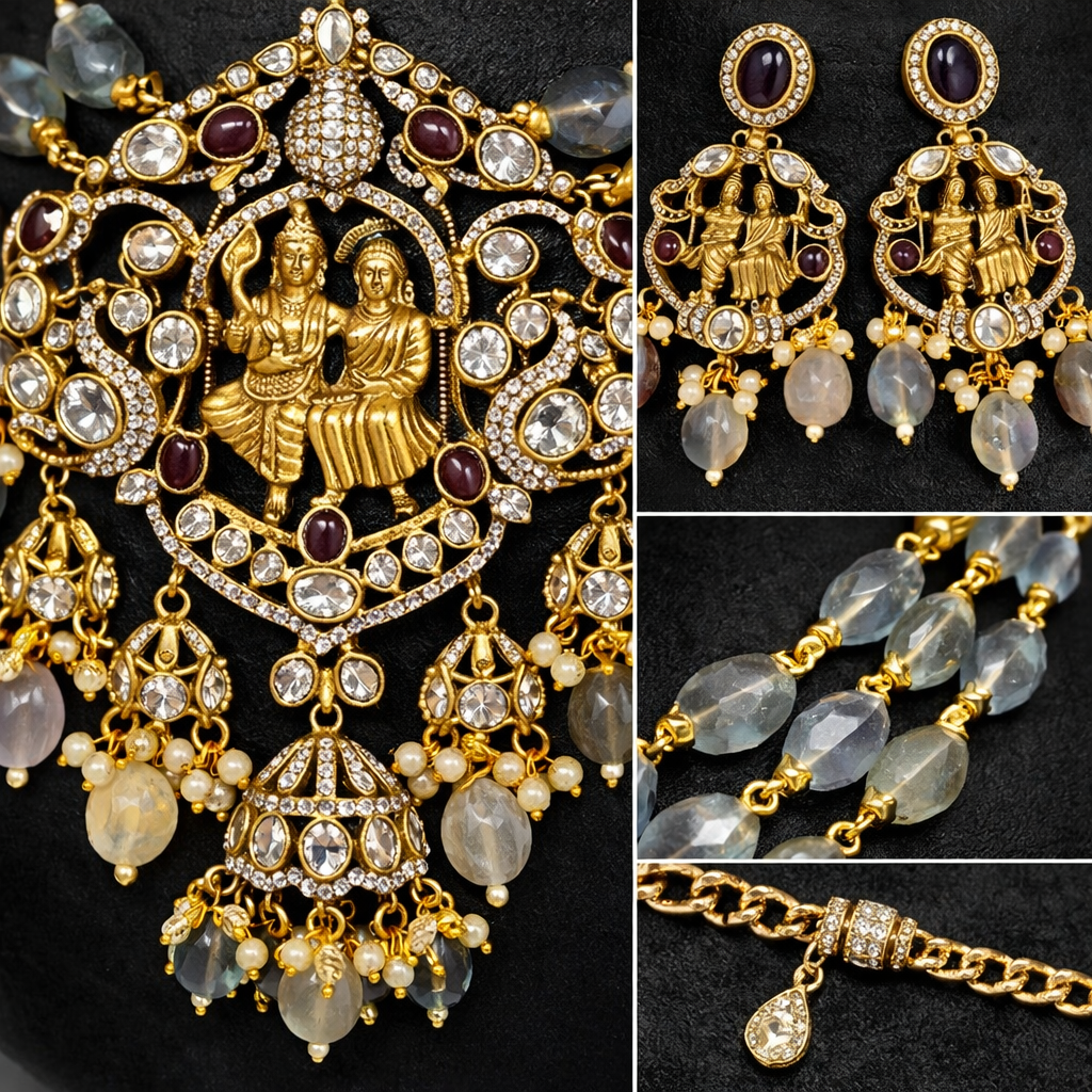 Radha Krishna Temple Jewelry Set