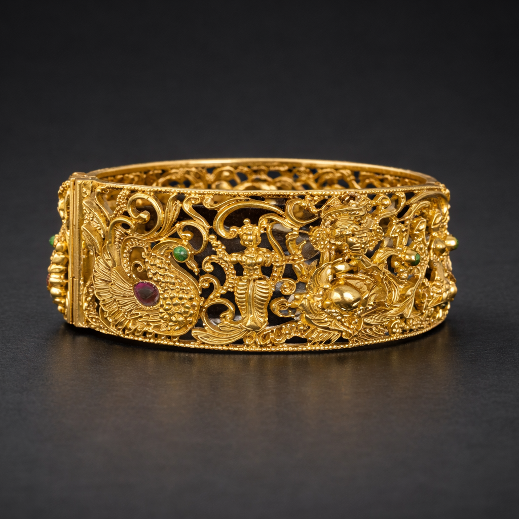 Temple Design Lord Ganesha Gold Finish Bangle