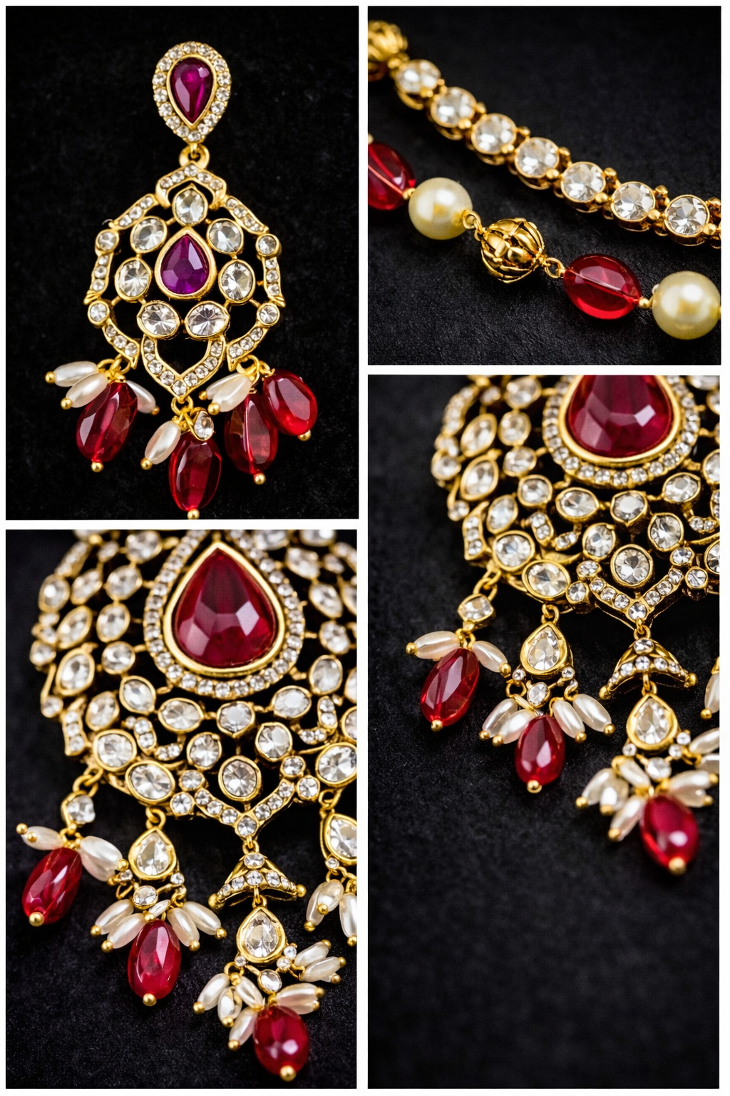 Classic Ruby Beaded Necklace Set