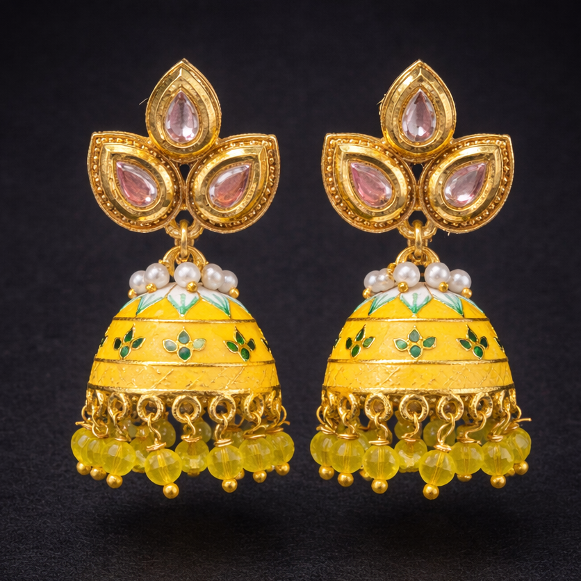 Sunshine Yellow Jhumka Earrings