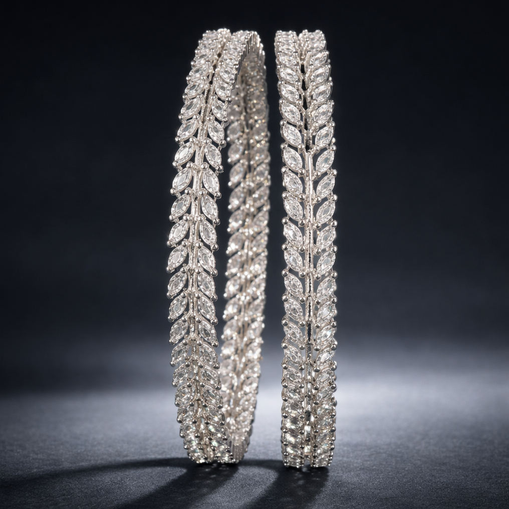 Leaf Vine Silver Designer Bangles