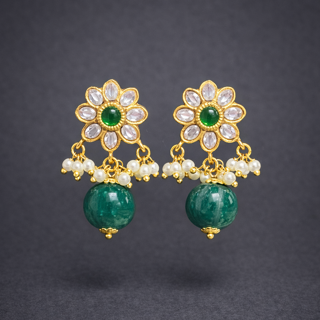 Green Petal Pearl Drops