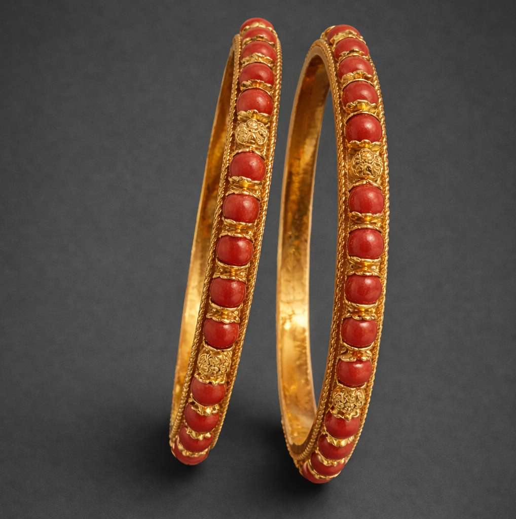 Coral Beaded Bangles