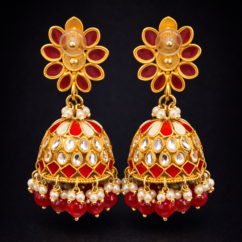 Crimson Petal Bridal Jhumka