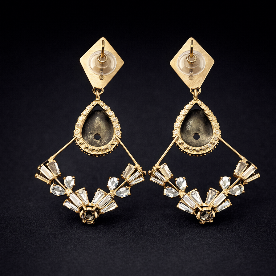 Emerald Crystal Fan Drop Earrings