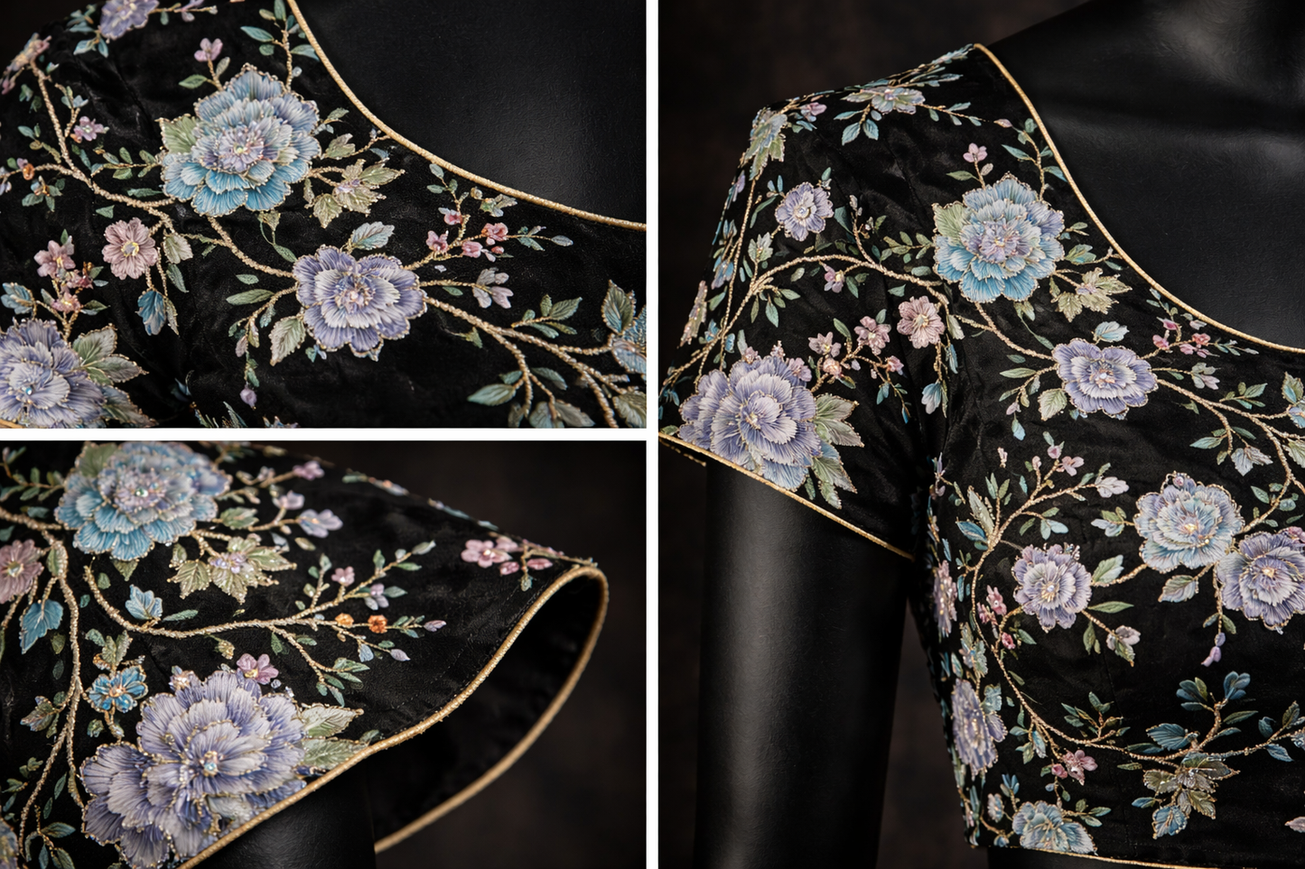 Elegant Black Floral Embroidered Blouse