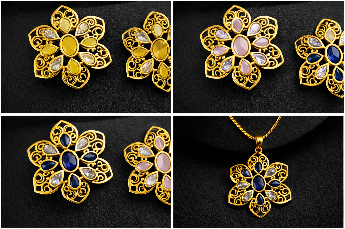 Elegant Floral Pendant Necklace Set
