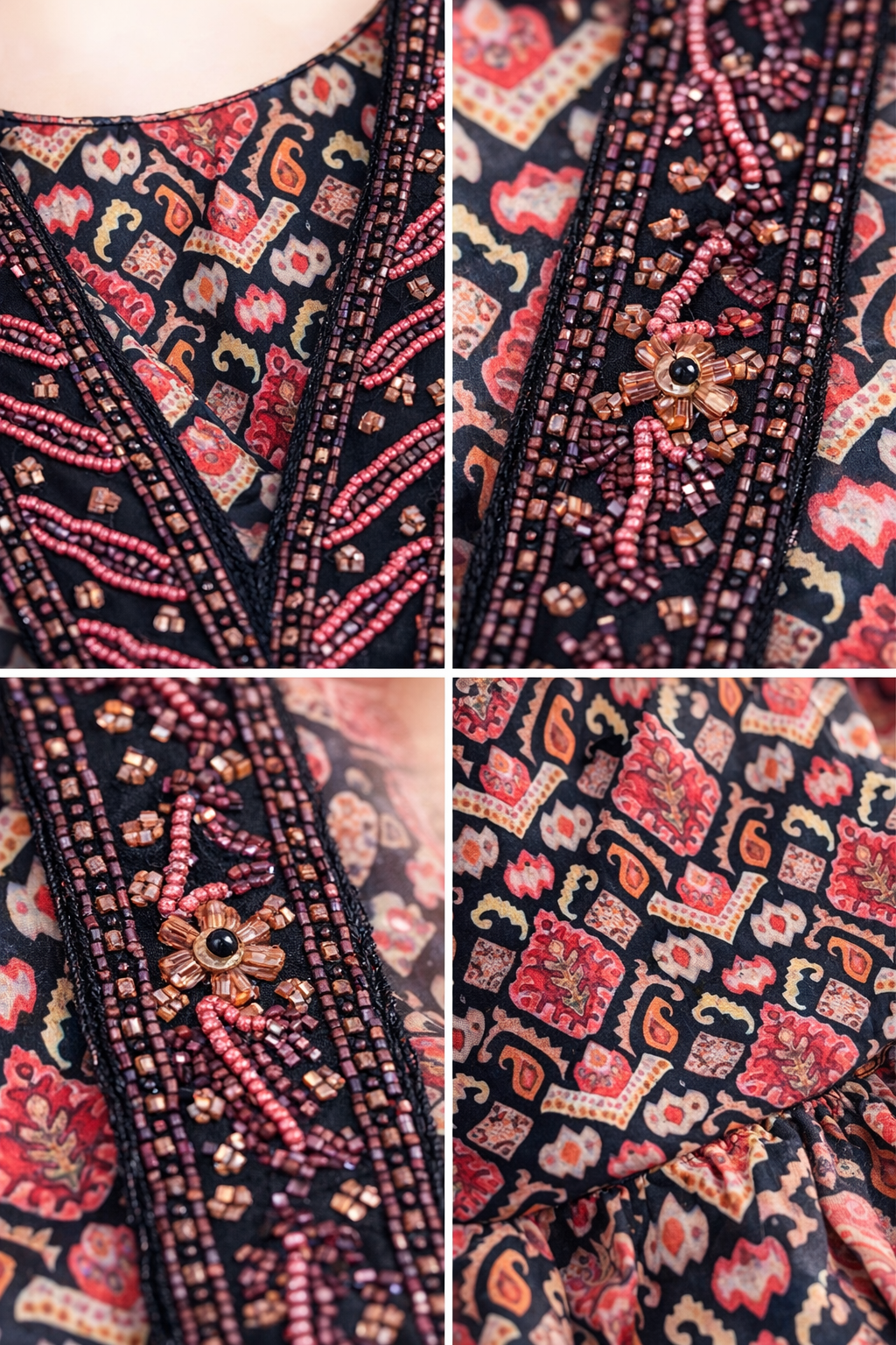 Maroon & Black Printed Kurti