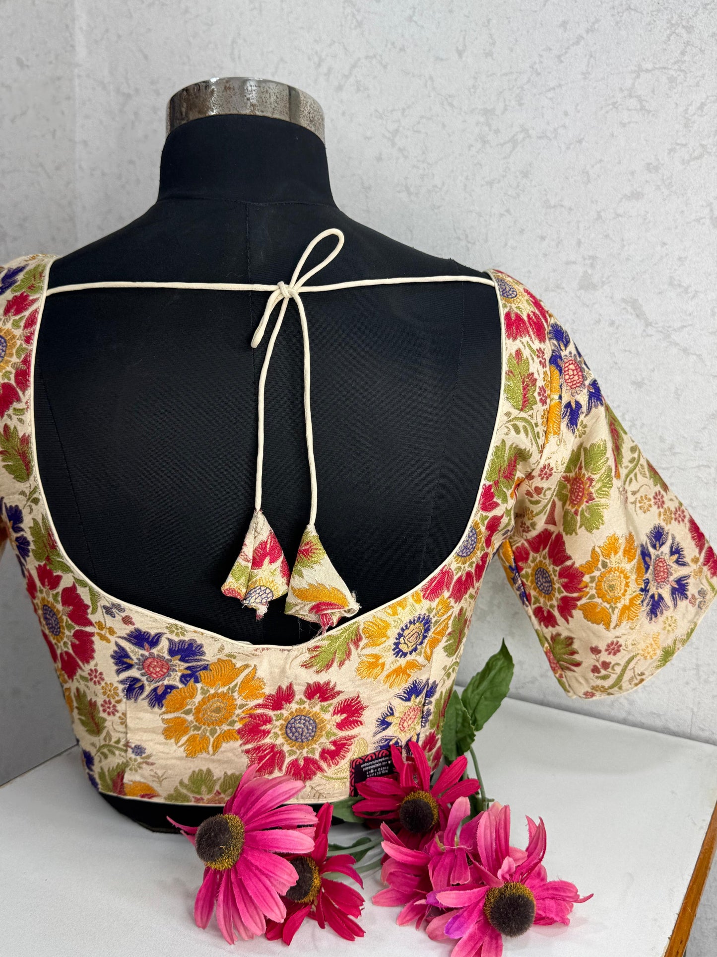 Premium Banarasi Multi Coloured Readymade Blouse Size 36