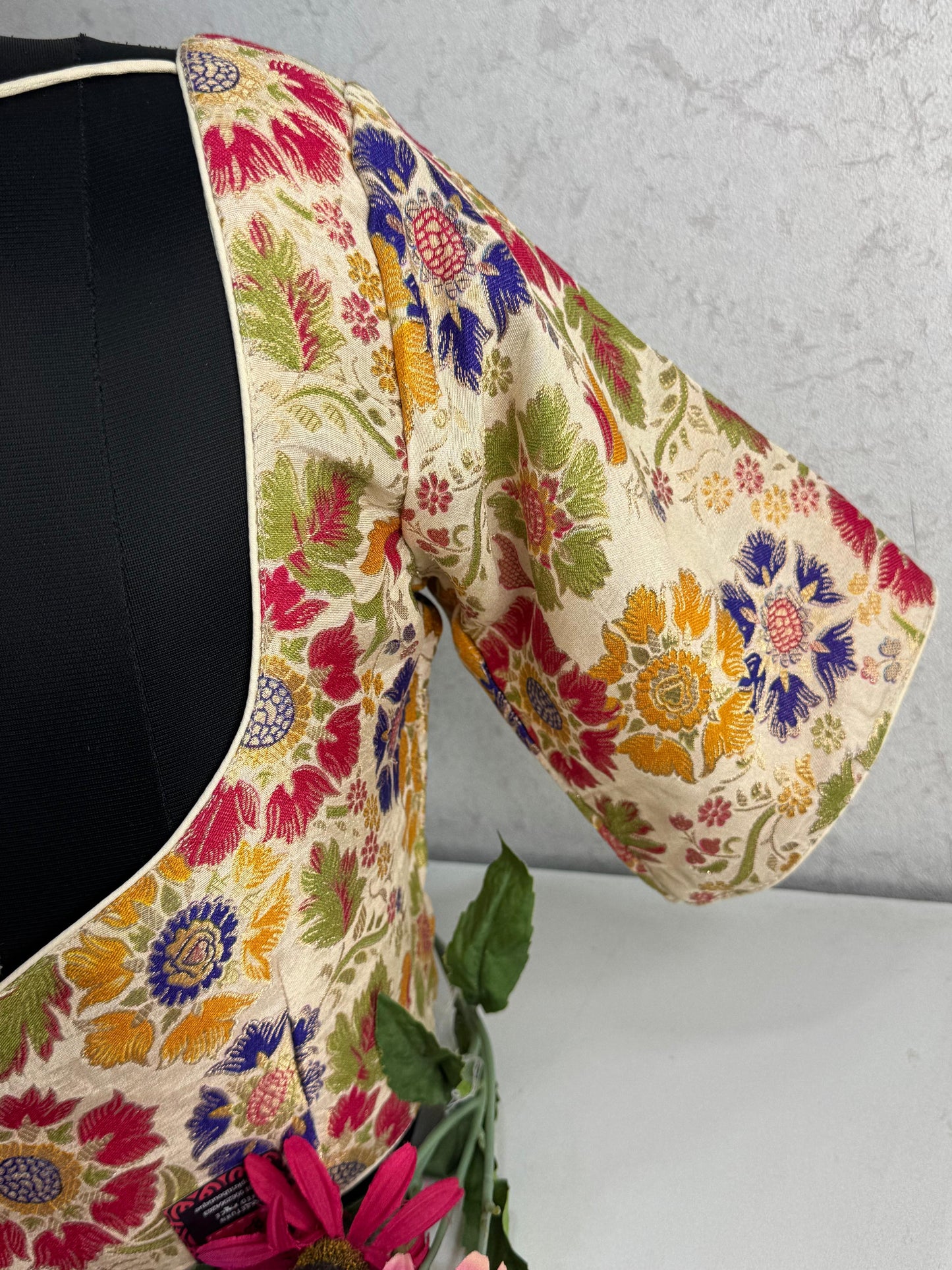Premium Banarasi Multi Coloured Readymade Blouse Size 36