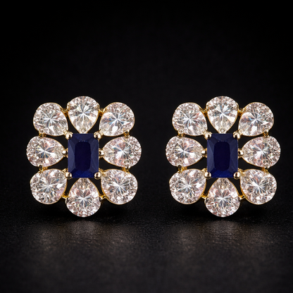 Sapphire Bloom Stud Earrings