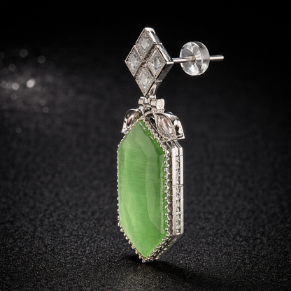 Mystic Green Shield Earrings