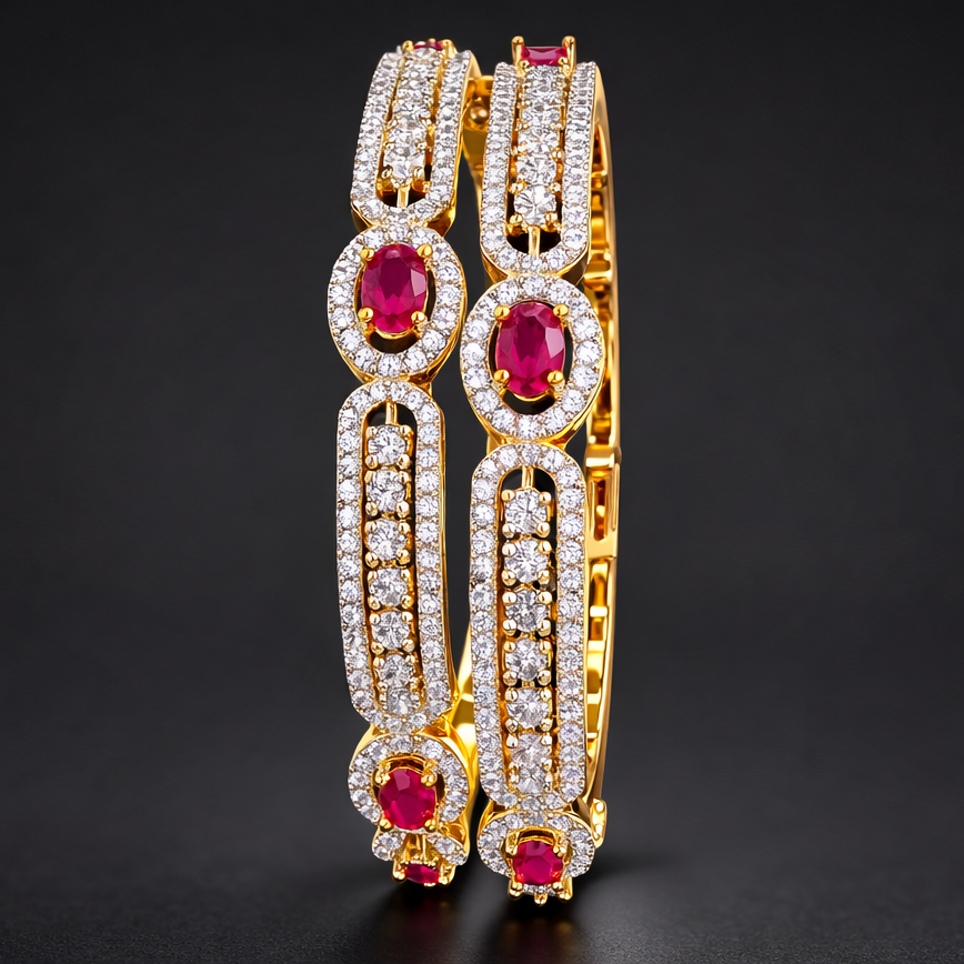 Ruby Elegance AD Bangles