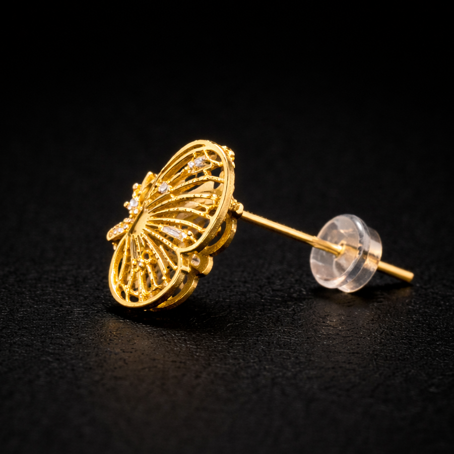 Golden Flutter Butterfly Stud