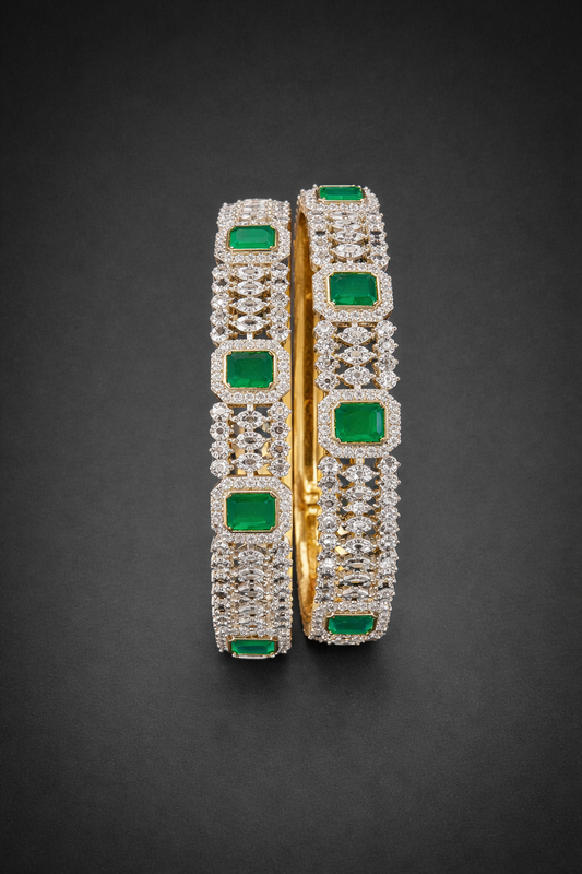Emerald Green AD Premium Designer Bangles