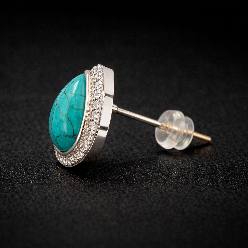 Turquoise Teardrop Studs
