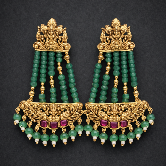Lakshmi Emerald Beaded Earrings