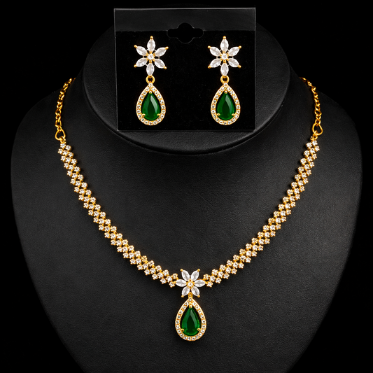 Elegant Green Teardrop Necklace