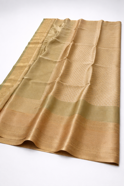 Elegant Matte Gold Zari Kanjivaram Silk Saree