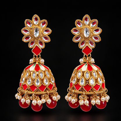 Crimson Petal Bridal Jhumka