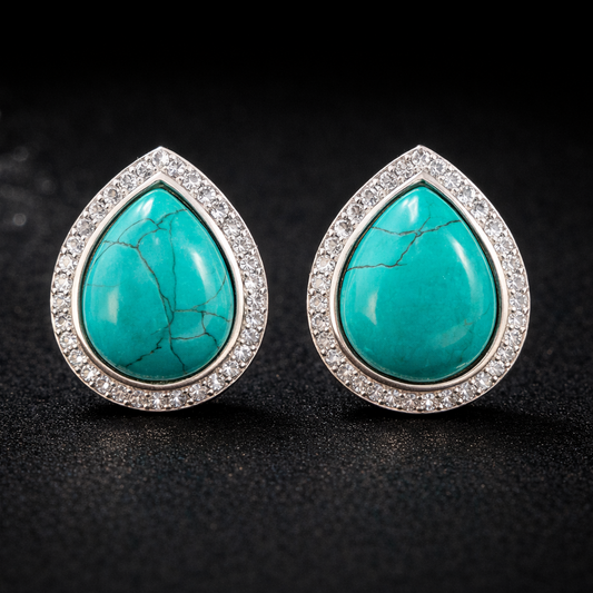 Turquoise Teardrop Studs