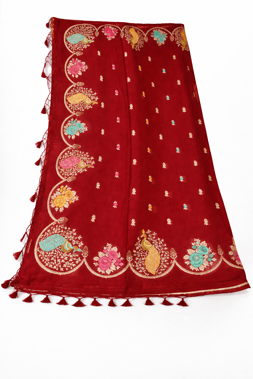 Soft Tussar Silk Saree with Scallop Border With Fall & Pico Done