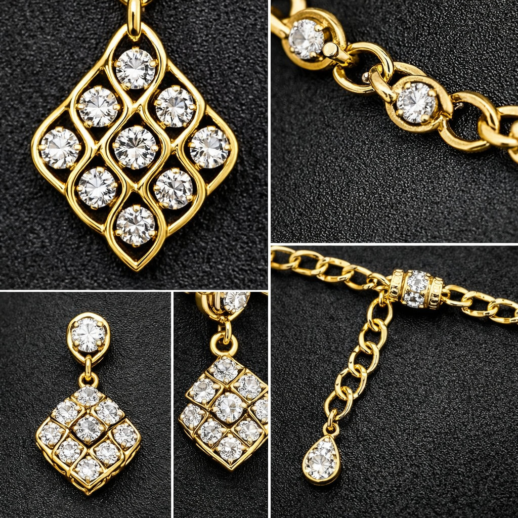 Classic Gold Crystal Pendant Set