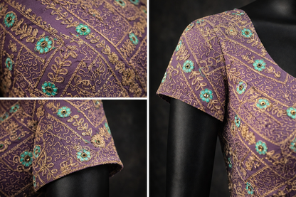 Royal Lavender Brocade Designer Blouse