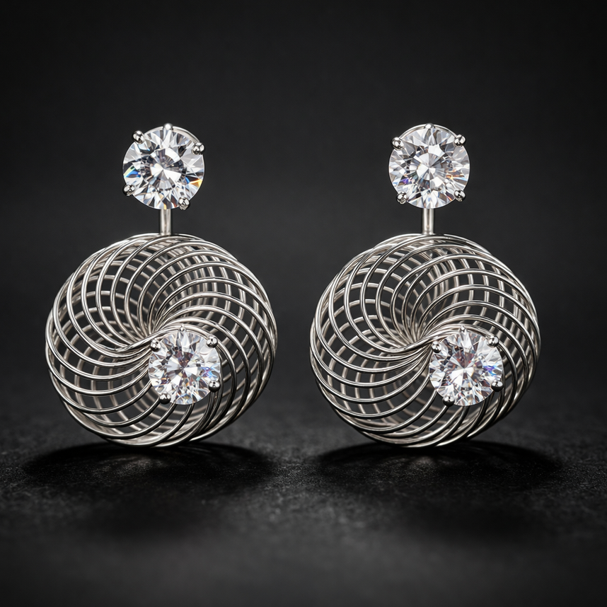 Designer Twisted Wire Silver Earrings