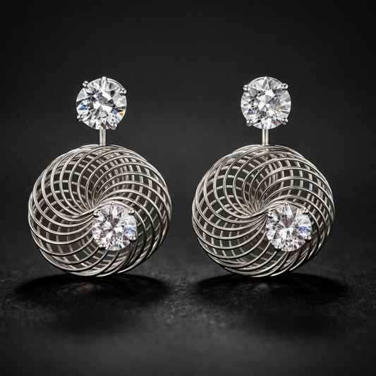 Designer Twisted Wire Silver Earrings