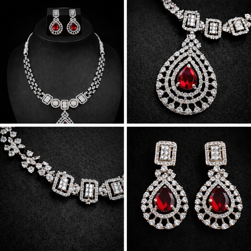 Red Crystal Necklace Set