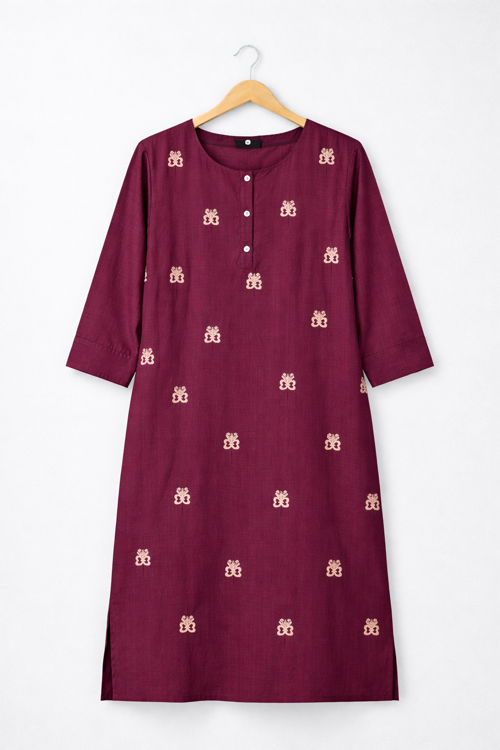 Wine Maroon Printed Kurti