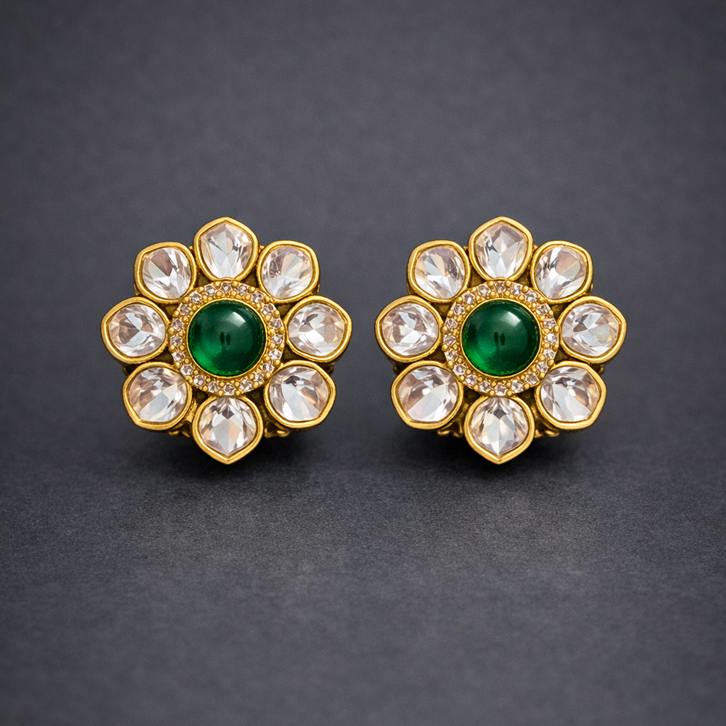 Floral Kundan Stud