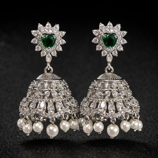 Vintage Emerald Pearl Statement