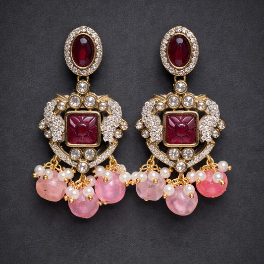 Ruby Rose Quartz Pearl Drop