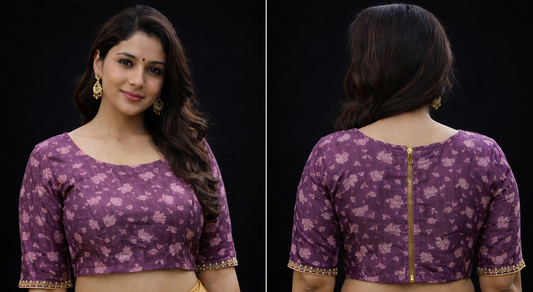 Mauve Floral Elbow Sleeve Blouse