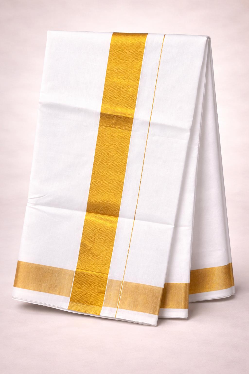 Classic Kerala Kasavu Style Saree with Rich Gold Zari Border & Pallu