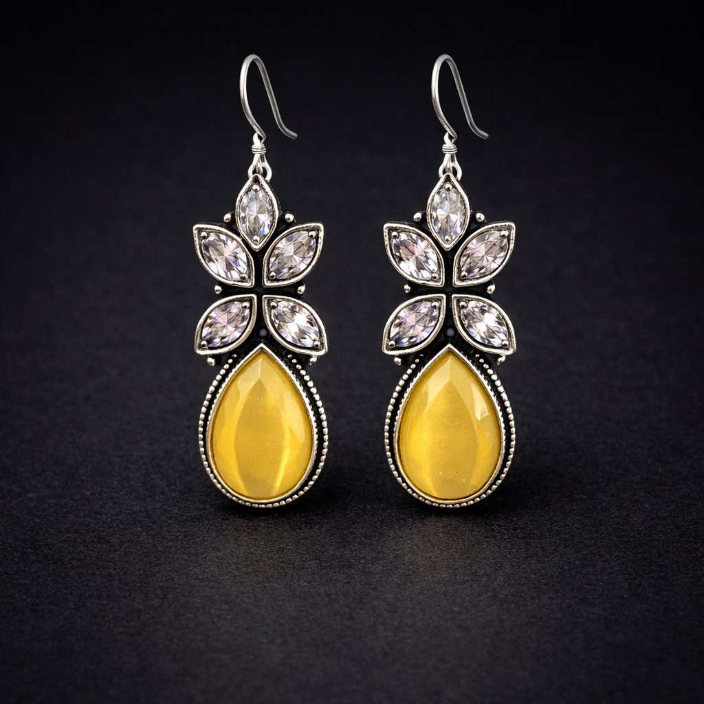 Amber Glow Crystal Drop Earrings