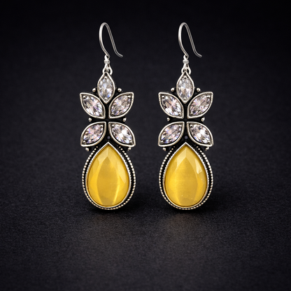 Amber Glow Crystal Drop Earrings