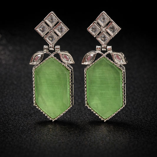 Mystic Green Shield Earrings