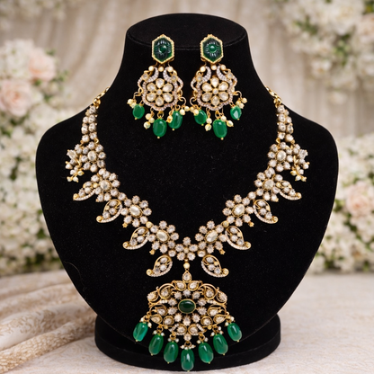 Emerald Elegance Kundan Bridal Necklace