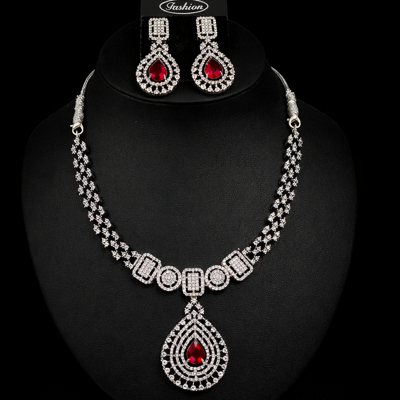 Red Crystal Necklace Set