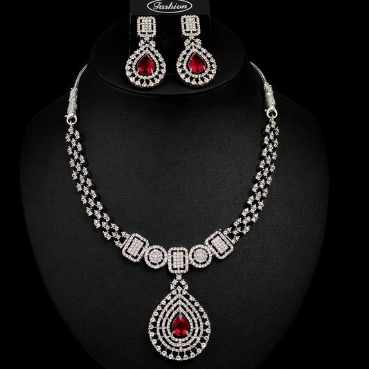 Red Crystal Necklace Set
