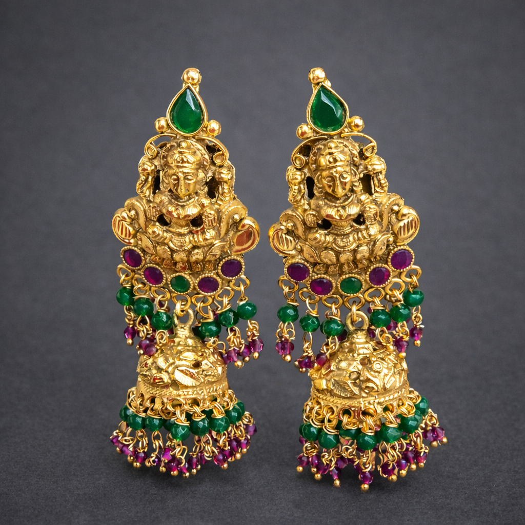 Traditional Lakshmi Temple Jhumka Earrings