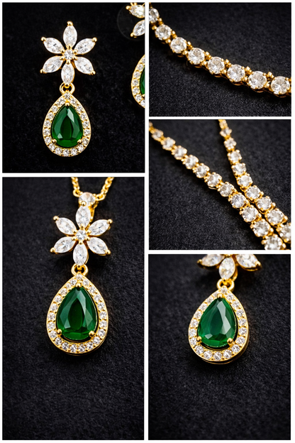 Elegant Green Teardrop Necklace